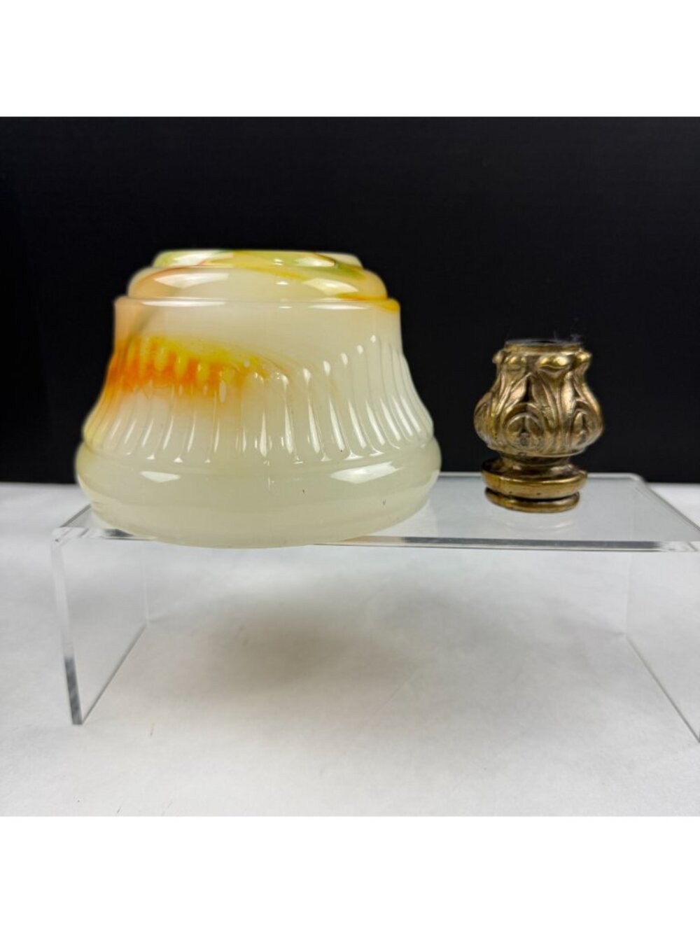 Vintage Floor Lamp Parts Cadmium Slag Glass Husk and Spacer - Picture 3 of 11
